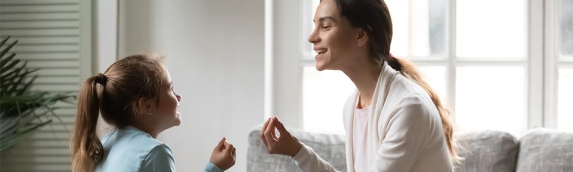Clinician doing an informal assessment of a child's pragmatics