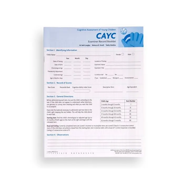(CAYC) Cognitive Assessment of Young Children