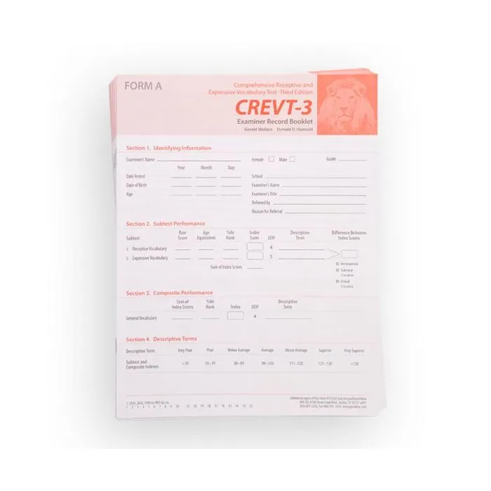 (CREVT-3) Comprehensive Receptive and Expressive Vocabulary Test, Third Edition