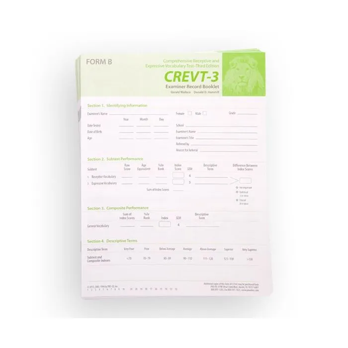 (CREVT-3) Comprehensive Receptive and Expressive Vocabulary Test, Third Edition