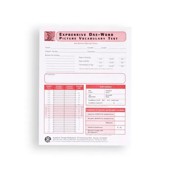(EOWPVT-4) Expressive One-Word Picture Vocabulary Test, Fourth Edition