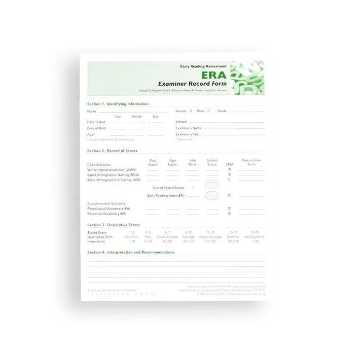 (ERA) Early Reading Assessment