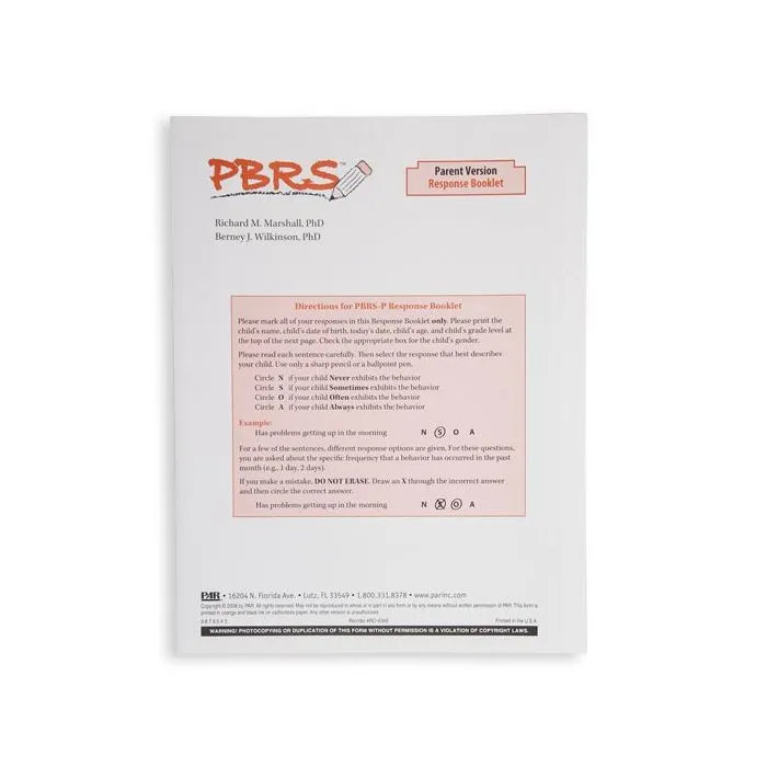 (PBRS™) Pediatric Behavior Rating Scale