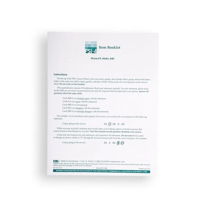 (PSI-4) Parenting Stress Index, Fourth Edition