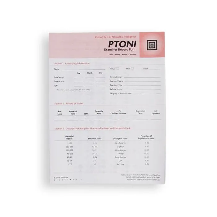 (PTONI) Primary Test of Nonverbal Intelligence