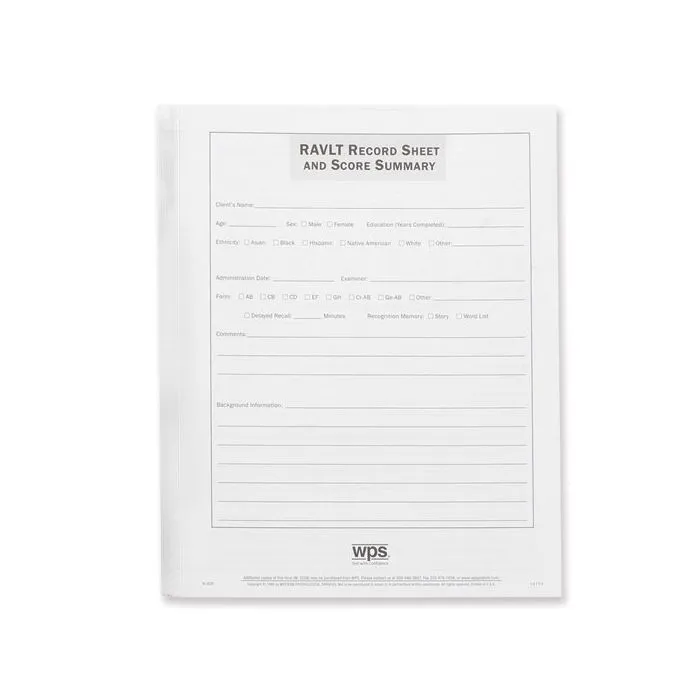 (RAVLT) Rey Auditory Verbal Learning Test