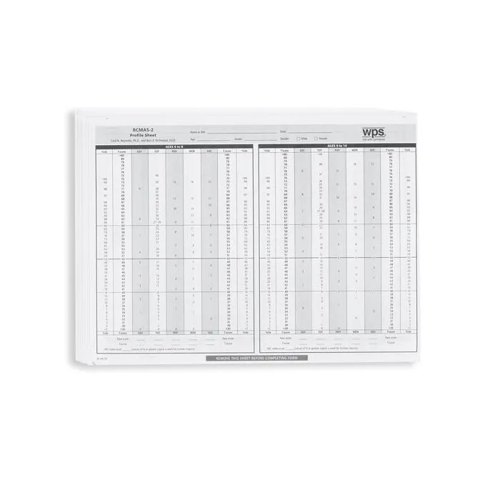 (RCMAS-2) Revised Children's Manifest Anxiety Scale, Second Edition