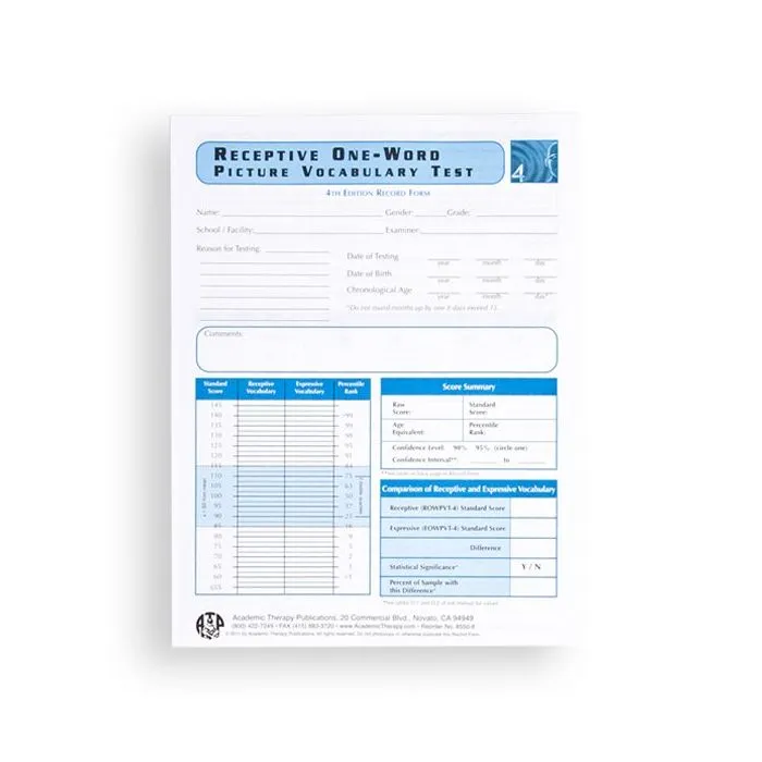 (ROWPVT-4) Receptive One-Word Picture Vocabulary Test, Fourth Edition