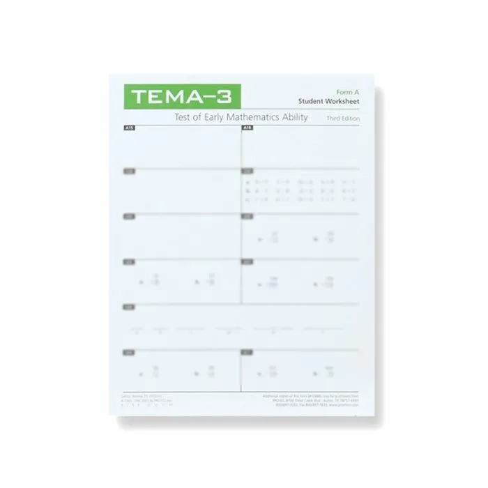 (TEMA-3) Test of Early Mathematics Ability, Third Edition