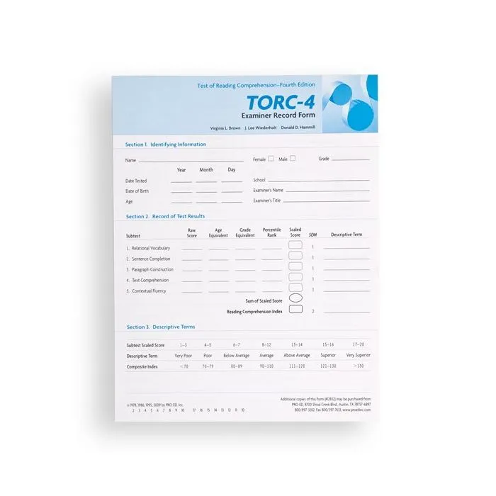 (TORC-4) Test of Reading Comprehension, Fourth Edition