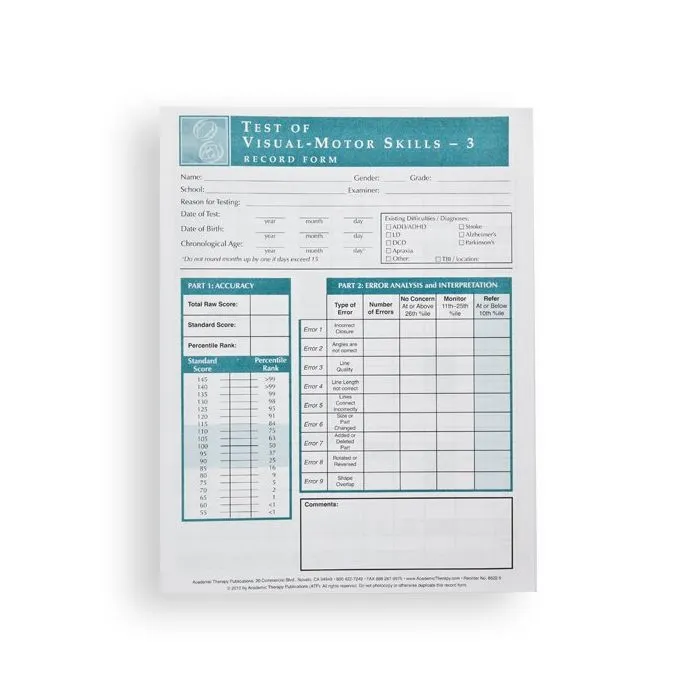 (TVMS-3) Test of Visual-Motor Skills, Third Edition