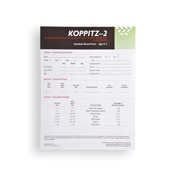 (KOPPITZ-2) Koppitz Developmental Scoring System for the Bender Gestalt Test, Second Edition