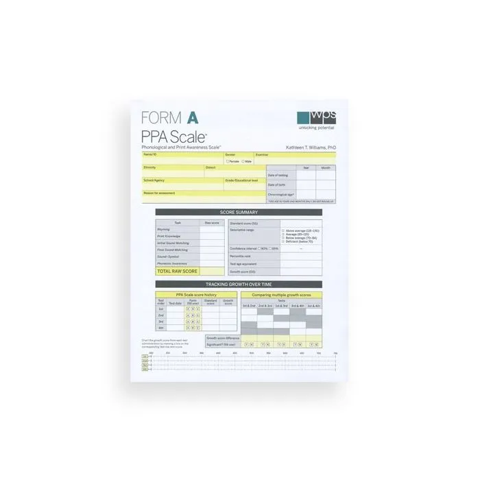 (PPA Scale) Phonological and Print Awareness Scale