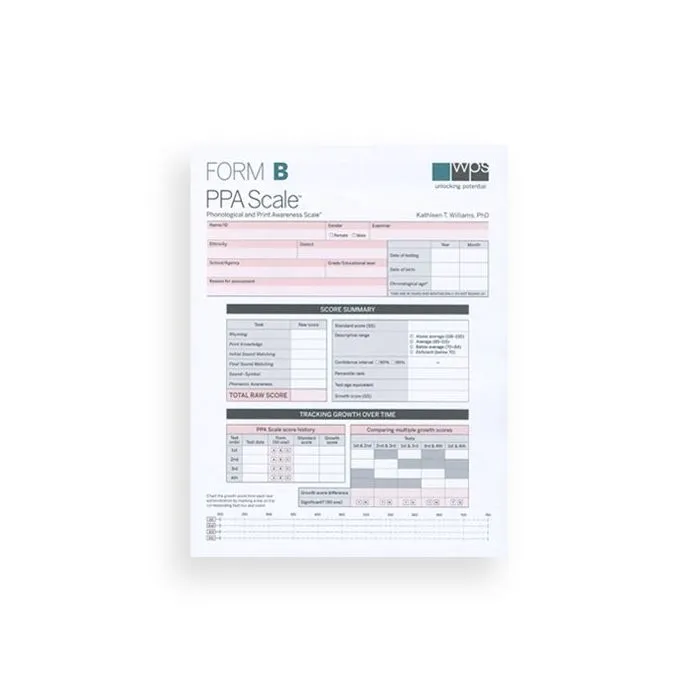 (PPA Scale) Phonological and Print Awareness Scale