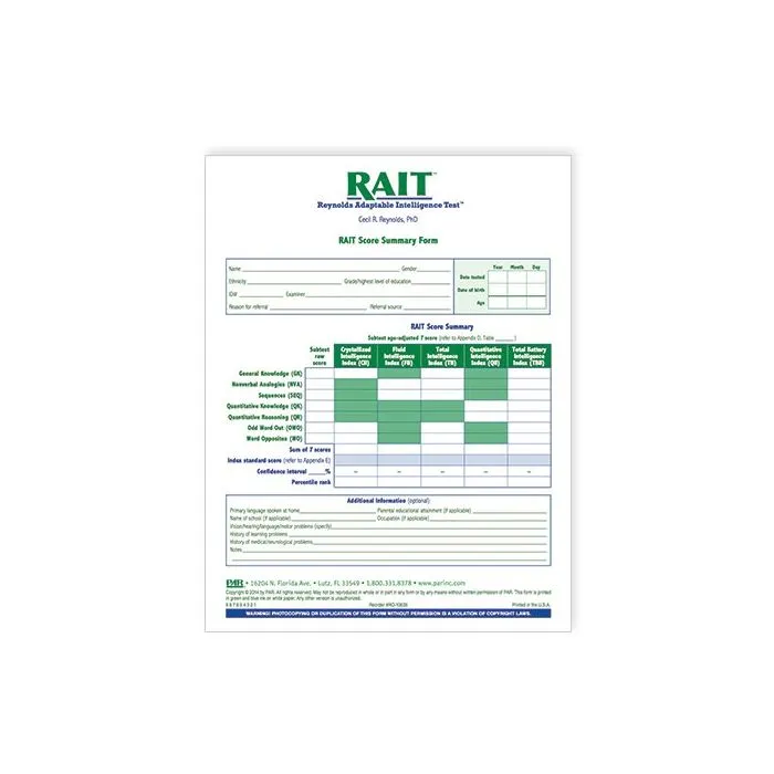 (RAIT) Reynolds Adaptable Intelligence Test