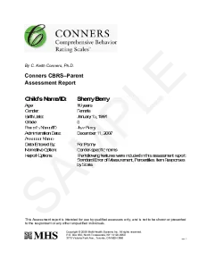 Conners CBRS Parent Test Report