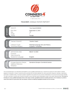 Conners 4 Test Case Teacher