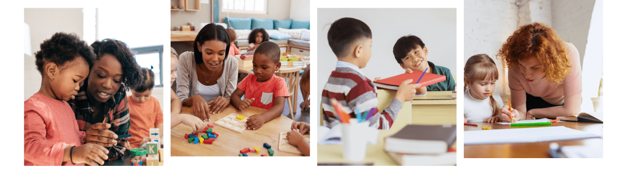 Speech–Language Pathology – Social Communication Disorder – children interacting in classroom settings and with parents.